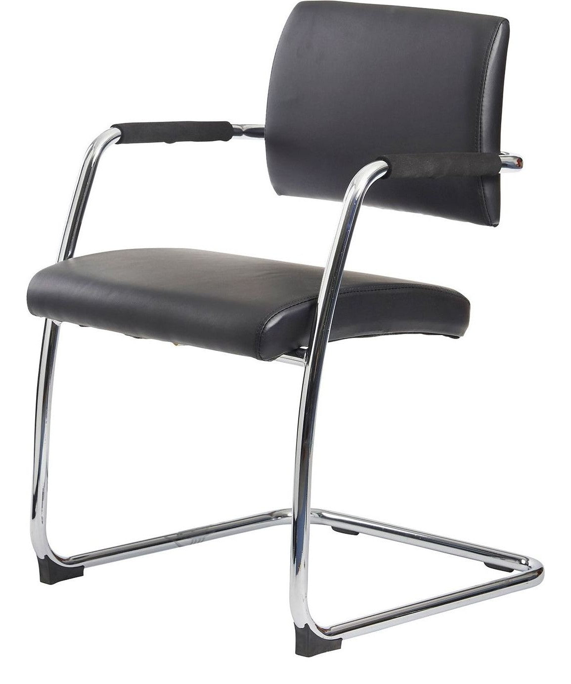 Bruges Leather Visitor Chairs (Pack of 2) in black from the side