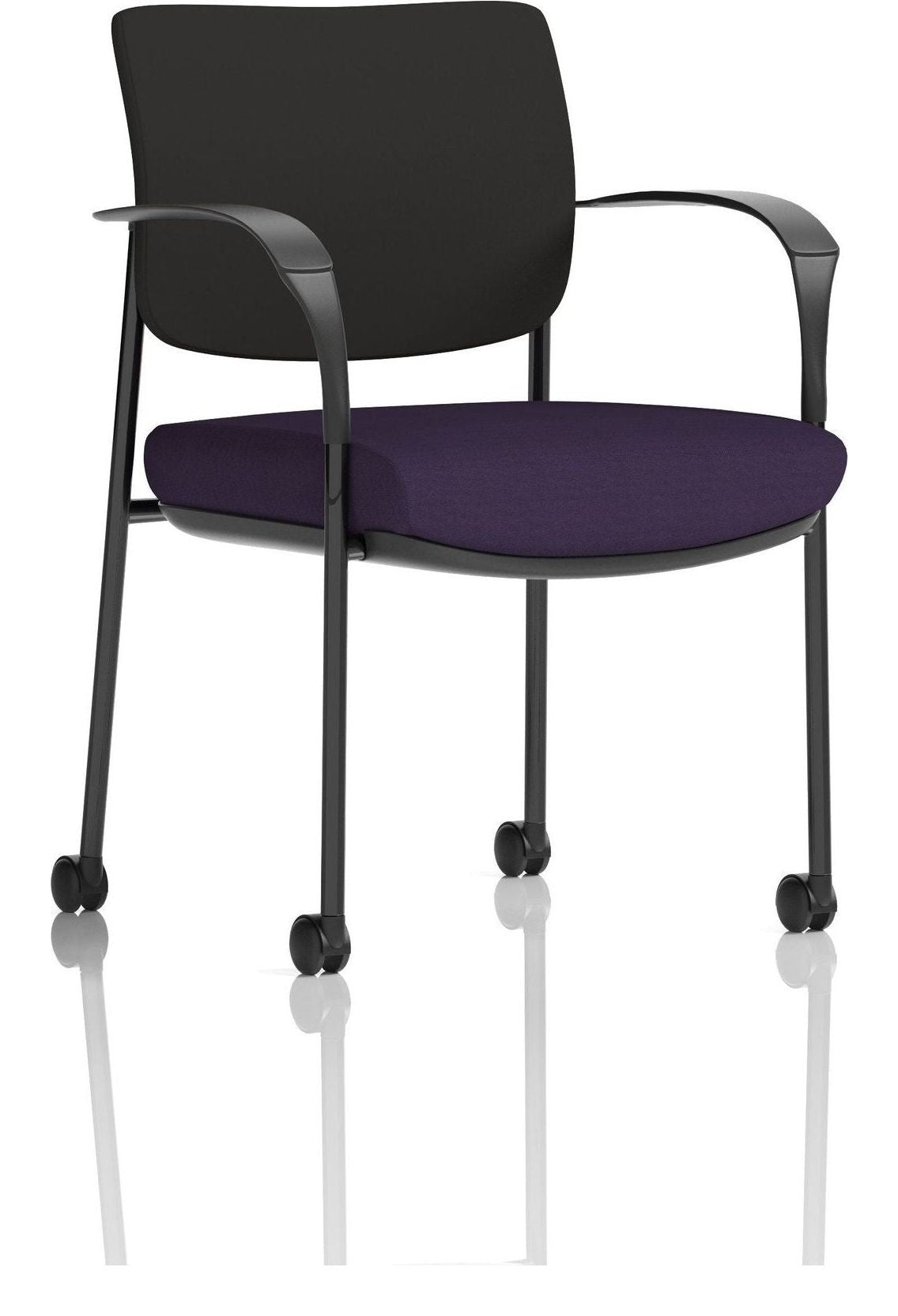 Brunswick Bespoke Deluxe Medium Back Visitor Chair with Arms with Castors, purple, black, black fabric back