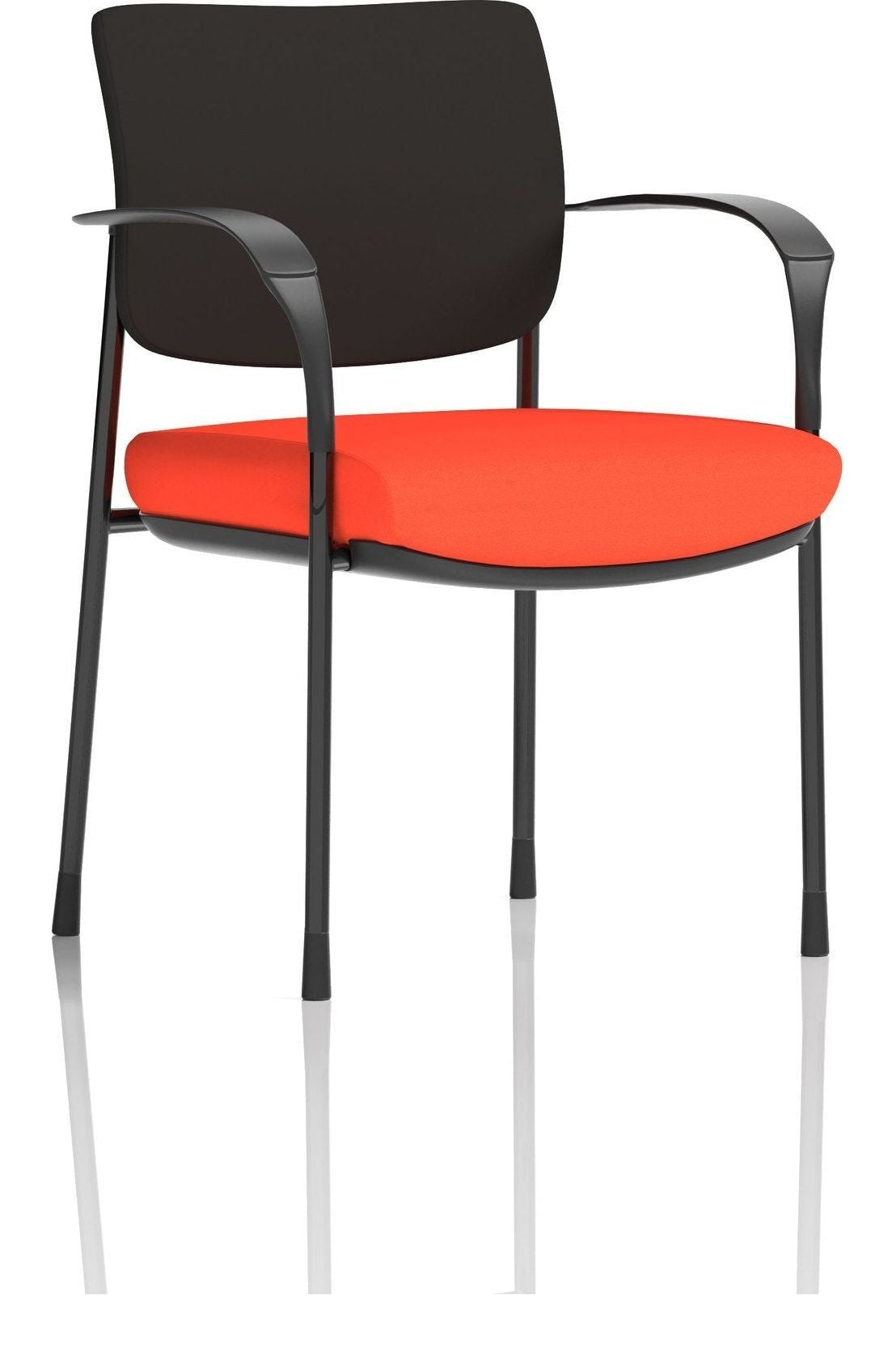 Brunswick Bespoke Deluxe Medium Back Stacking Visitor Chair, orange, black, black fabric back