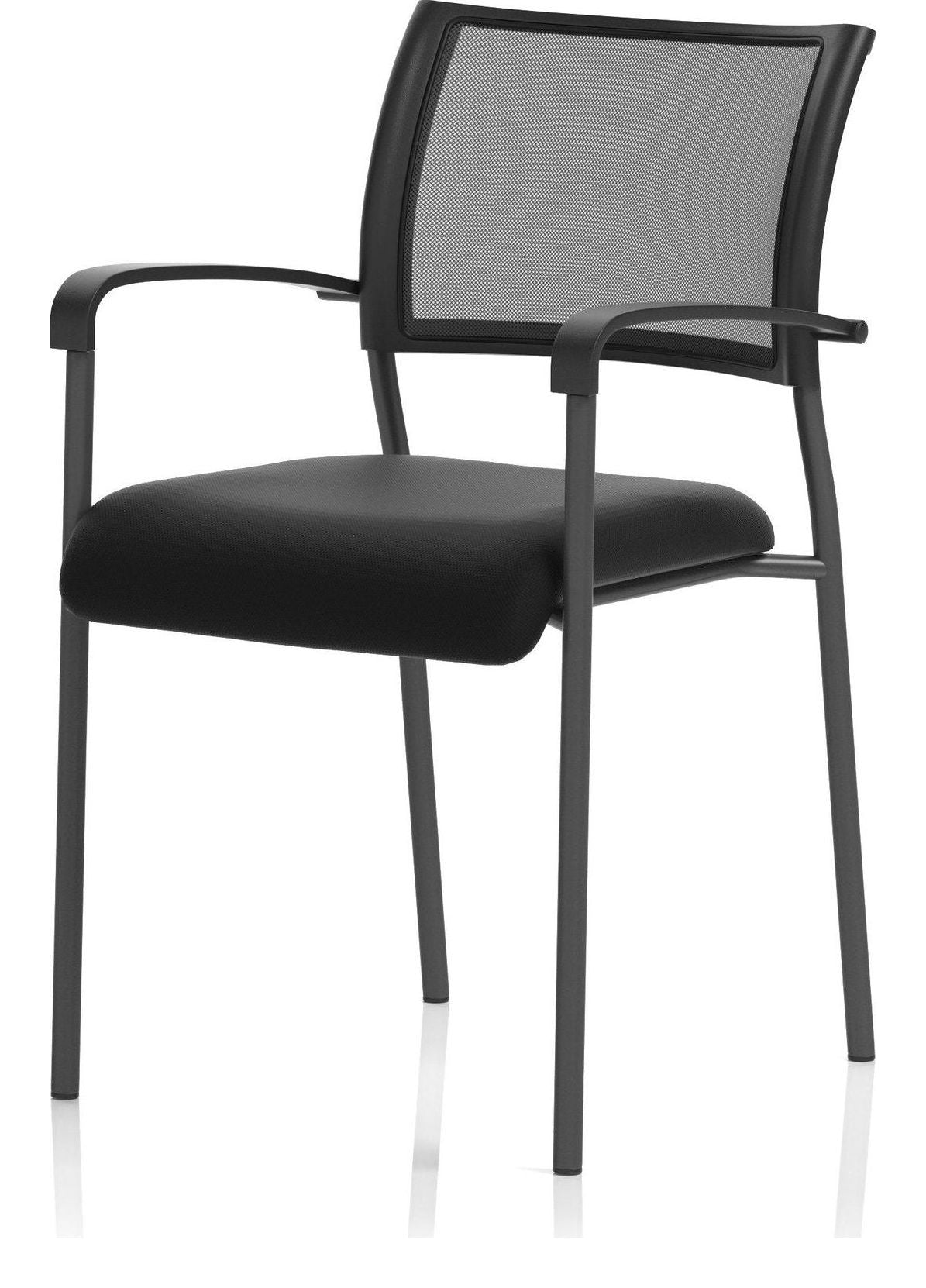 Brunswick Medium Back Stacking Visitor Chair, black, with arms, another view 2