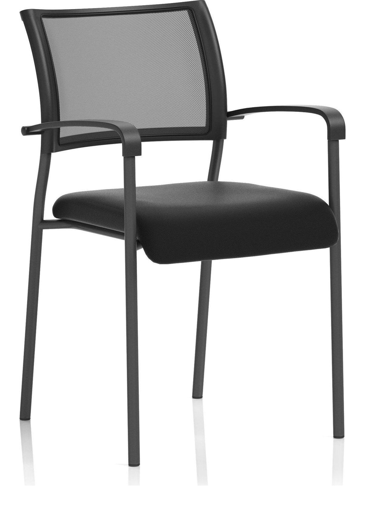 Brunswick Medium Back Stacking Visitor Chair, black, with arms