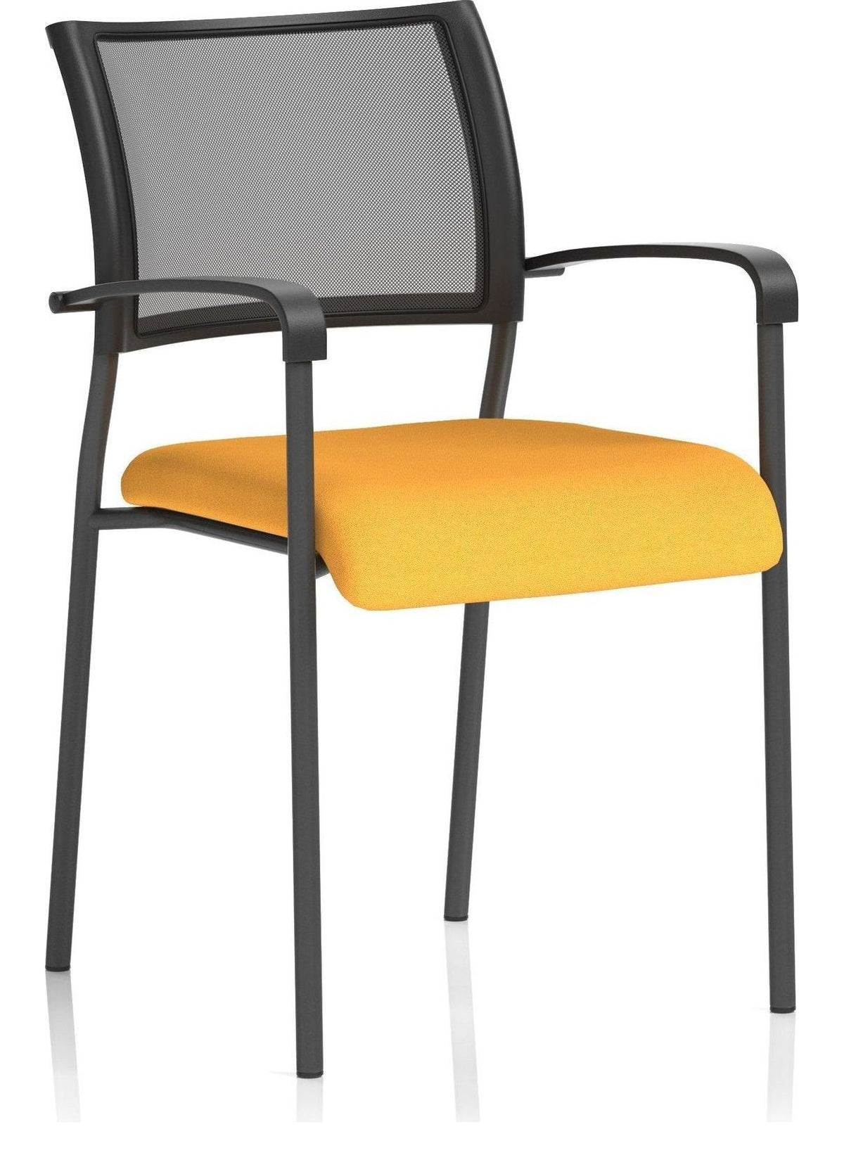 Brunswick Bespoke Medium Back Stacking Visitor Chair, yellow, black, with arms