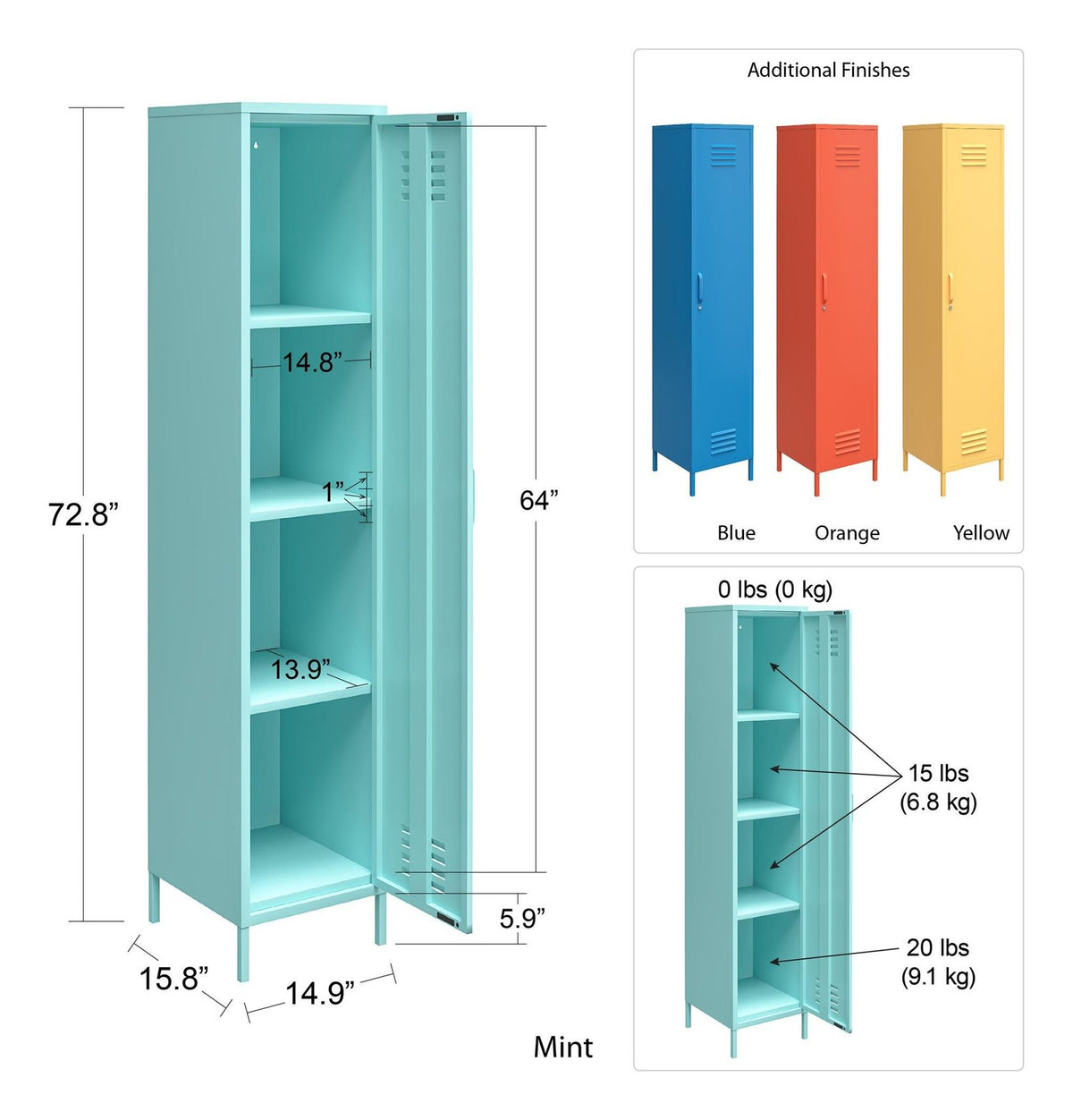 Cache Single Metal Locker Storage Cabinet, view 5