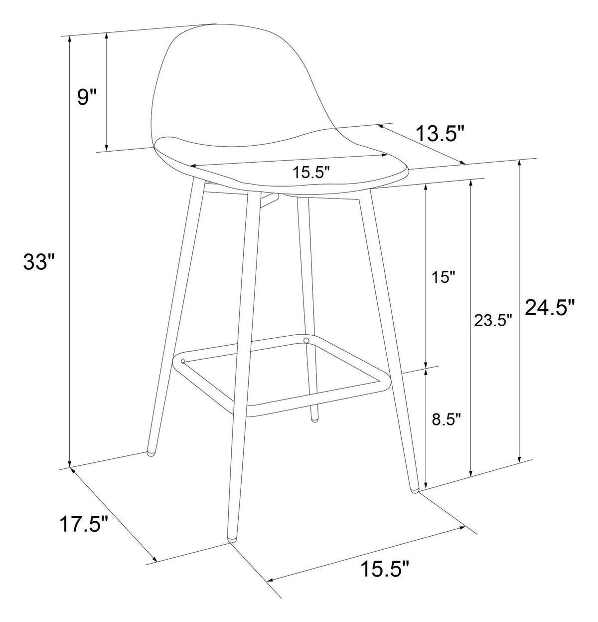Calvin Upholstered Counter Stool, view 12
