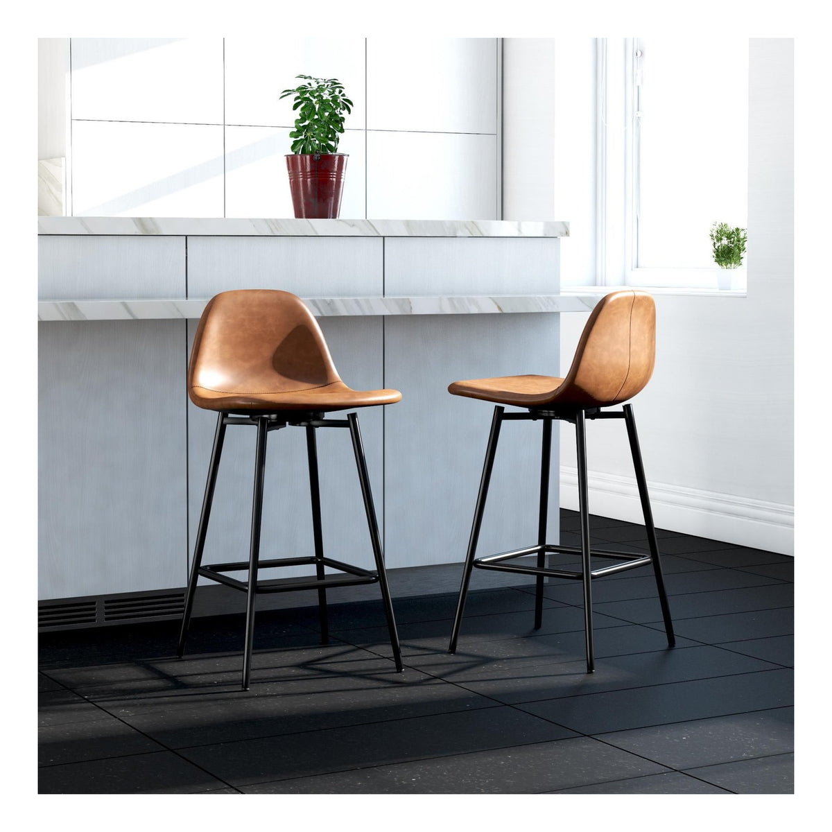 Calvin Upholstered Counter Stool Faux Leather, view 13