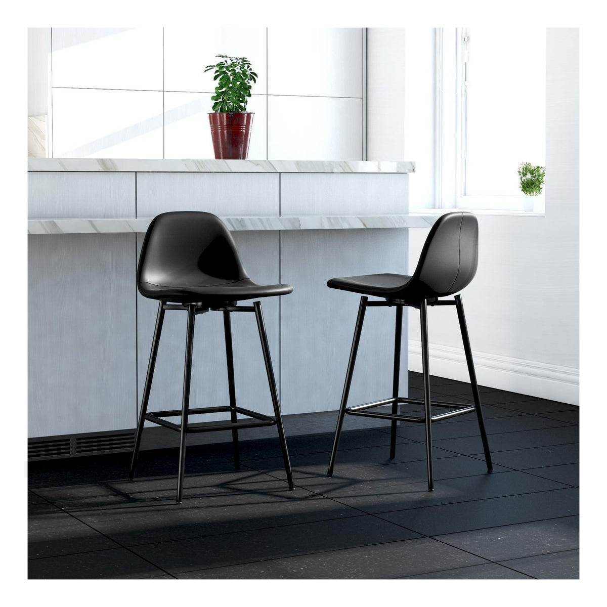 Calvin Upholstered Counter Stool Faux Leather, view 7