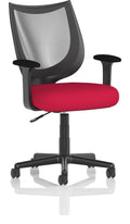 Camden Bespoke Medium Back Black Mesh Task Operator Chair, cherry