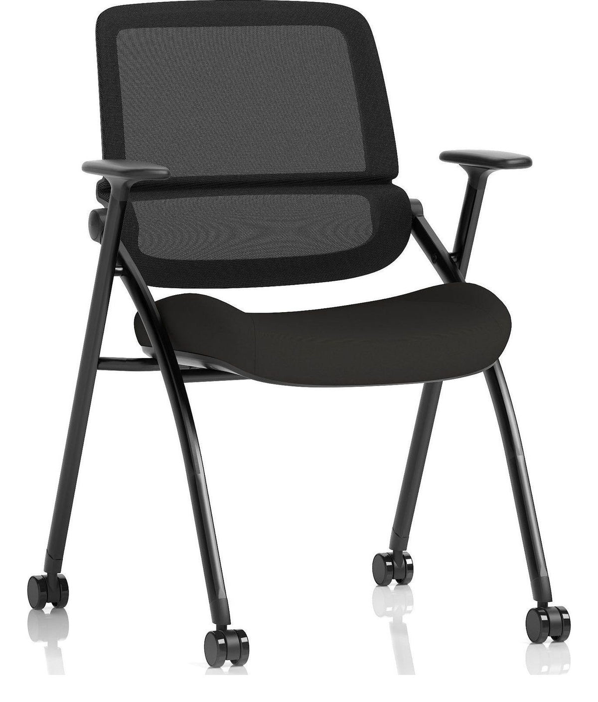 Capra Mesh Back Folding Office Training Chair with Sliding Arms, sliding arms