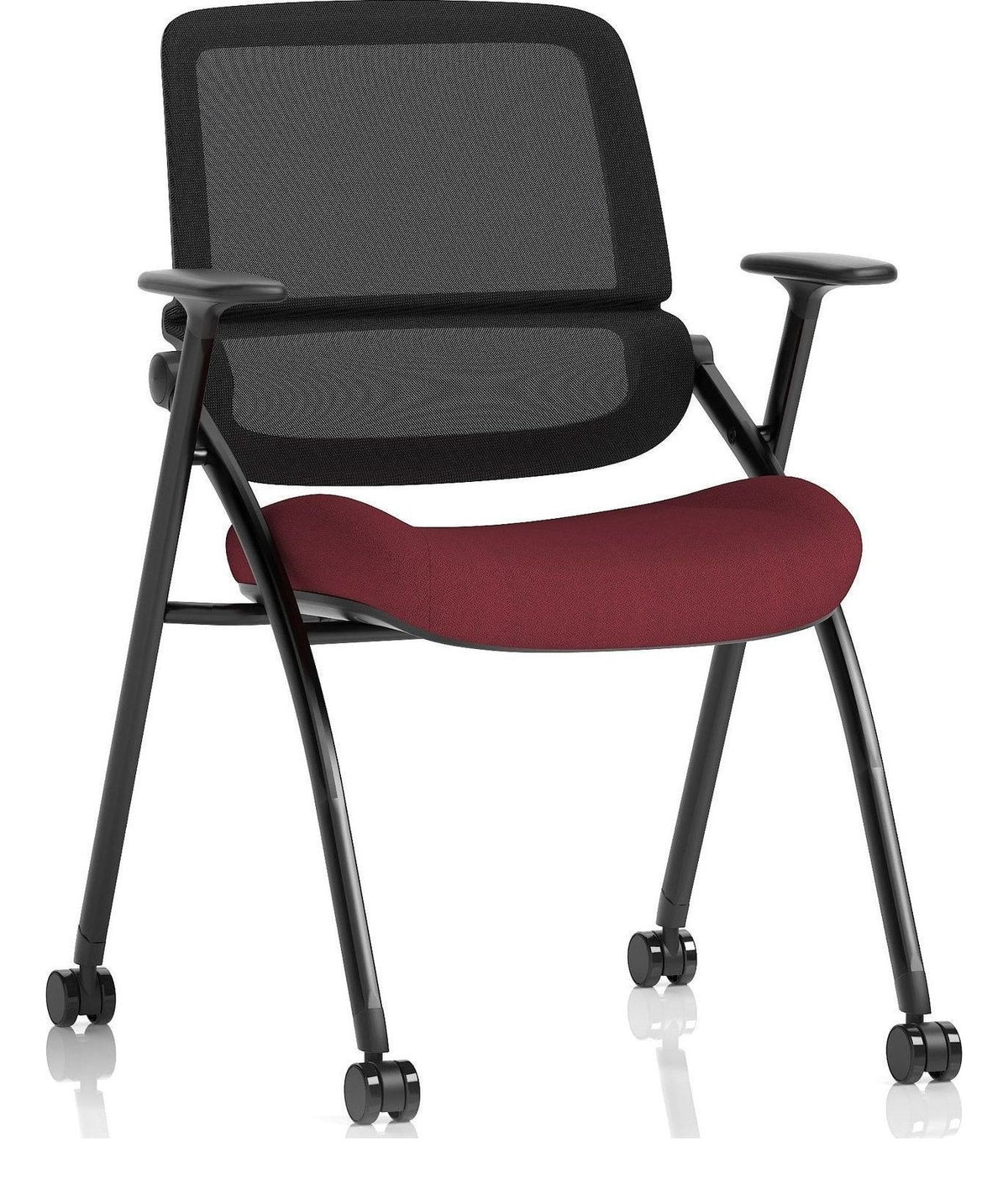 Capra Bespoke Mesh Back Folding Office Training Chair with Sliding Arms, chilli, sliding arms
