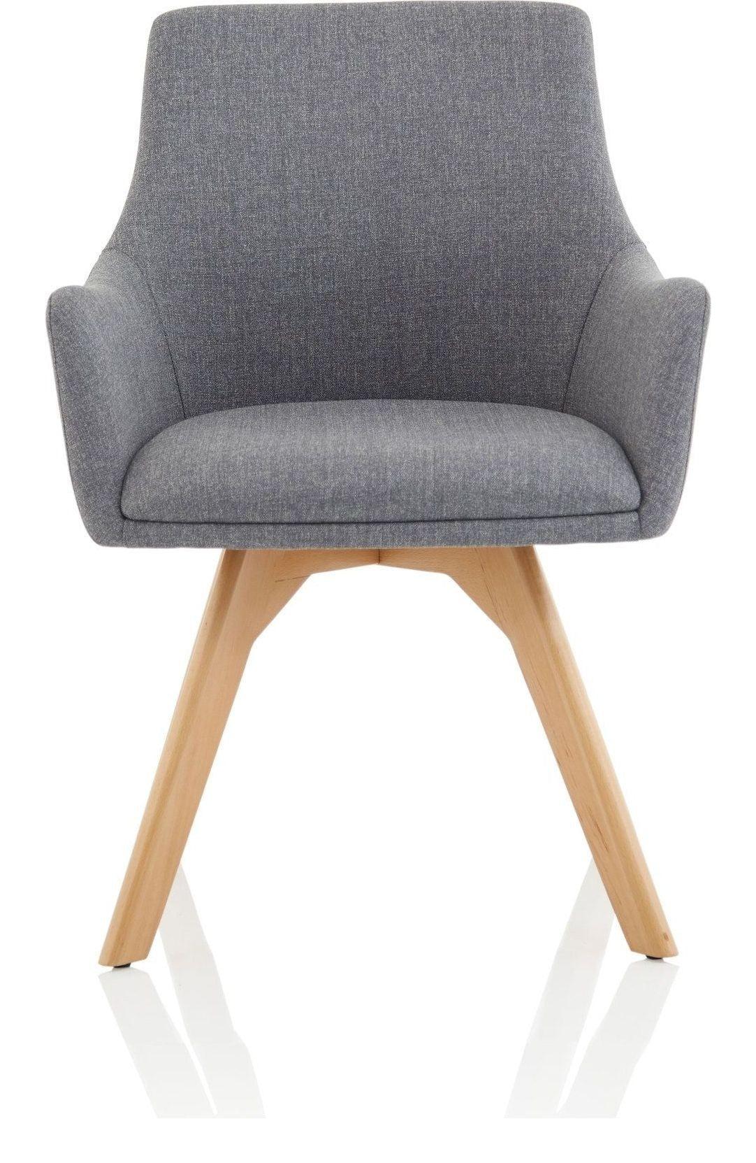 Carmen Grey Fabric Wooden Leg Visitor Chair, , another view 1
