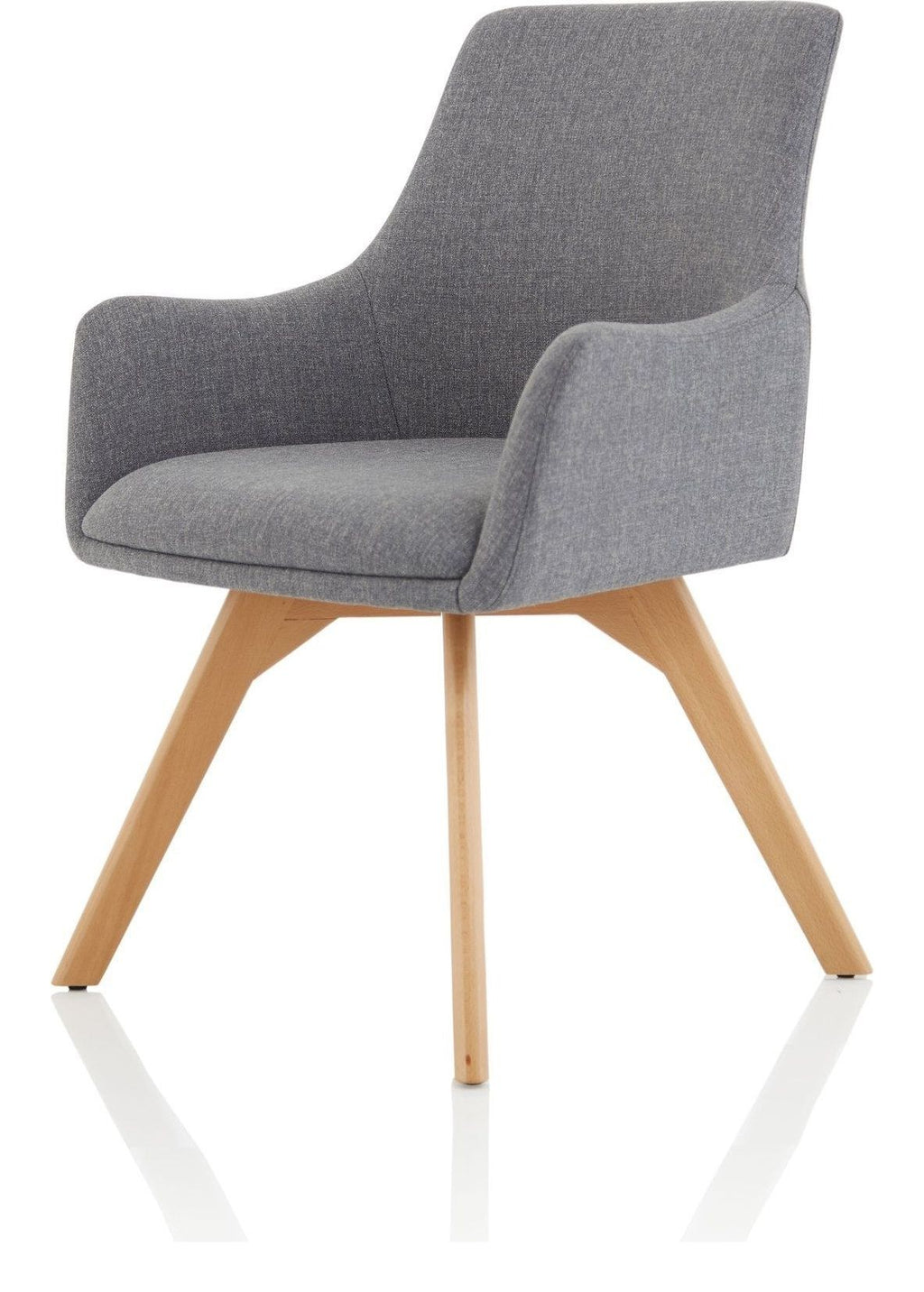 Carmen Grey Fabric Wooden Leg Visitor Chair, , another view 2