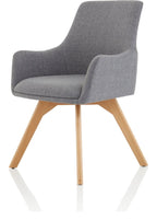 Carmen Grey Fabric Wooden Leg Visitor Chair, , another view 2