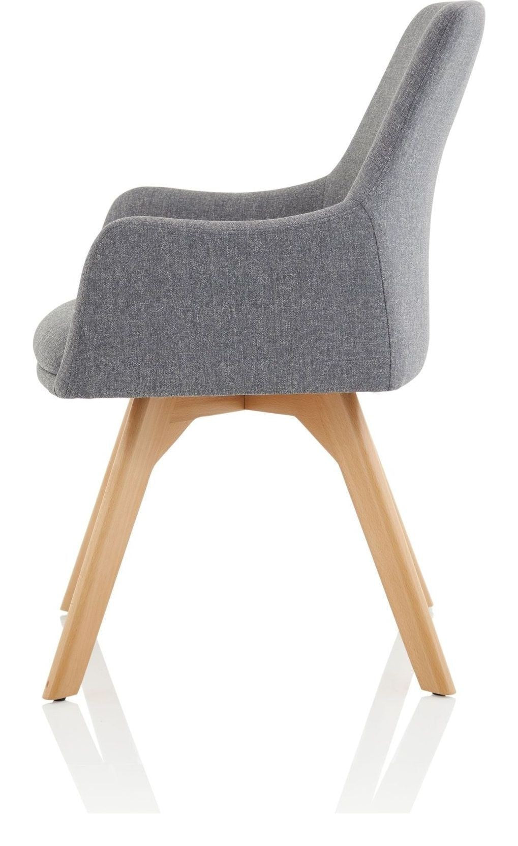 Carmen Grey Fabric Wooden Leg Visitor Chair, , another view 3