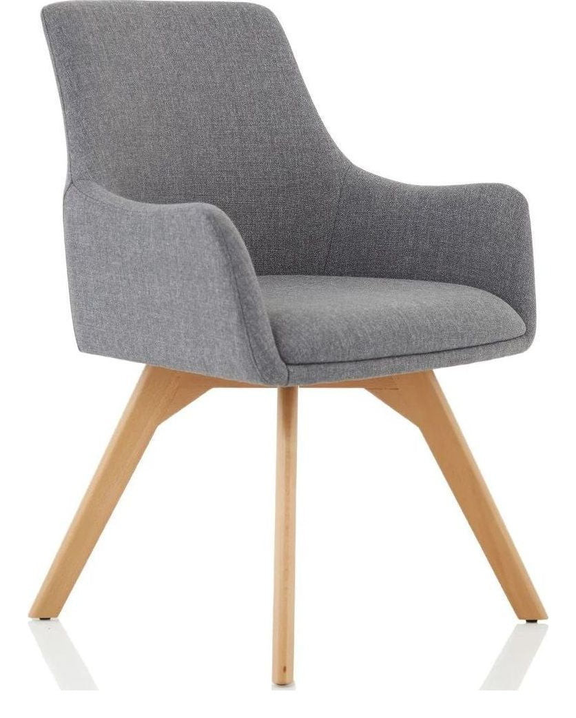 Carmen Grey Fabric Wooden Leg Visitor Chair, 