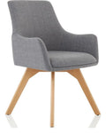 Carmen Grey Fabric Wooden Leg Visitor Chair, 