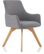 Carmen Grey Fabric Wooden Leg Visitor Chair, 