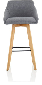 Carmen Grey Fabric Wooden Leg High Stool Chair, , another view 1