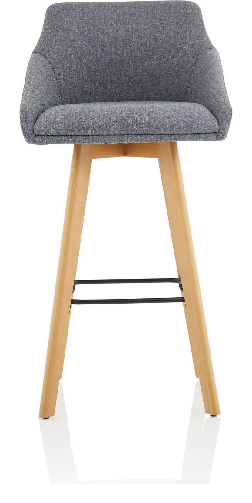 Carmen Grey Fabric Wooden Leg High Stool Chair, , another view 1
