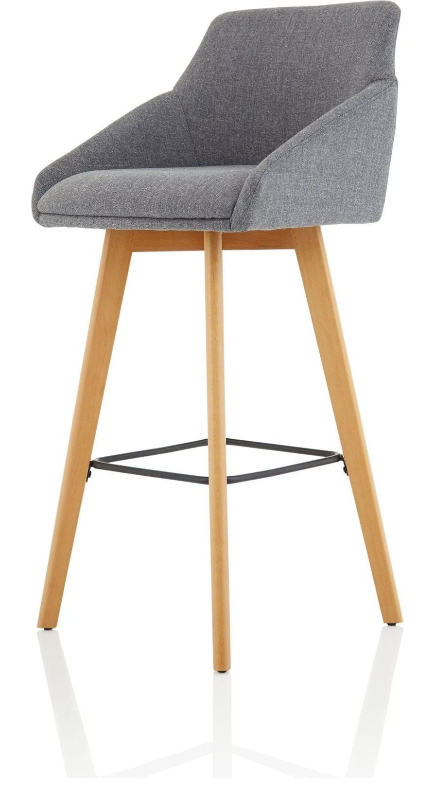 Carmen Grey Fabric Wooden Leg High Stool Chair, , another view 2
