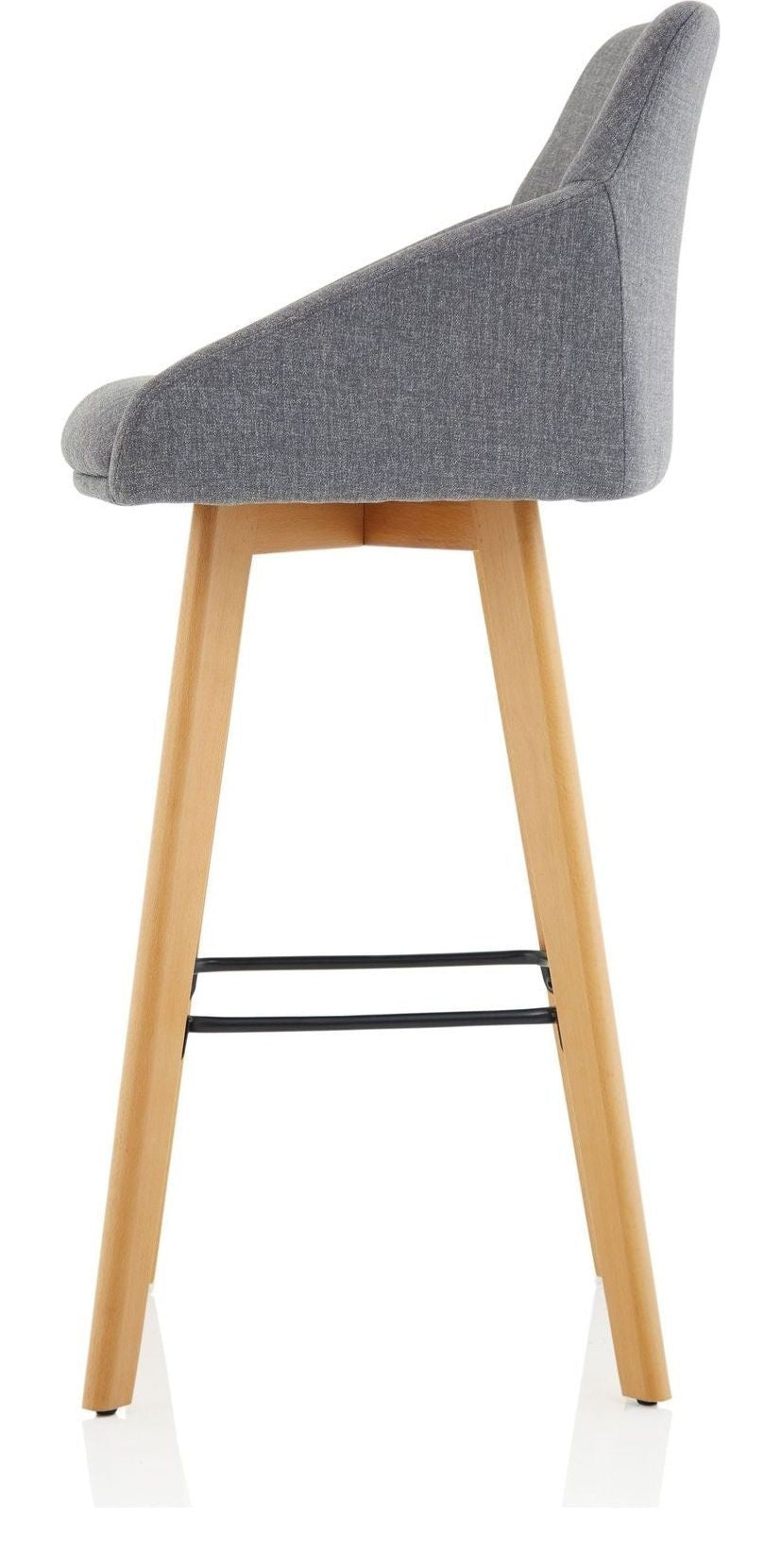 Carmen Grey Fabric Wooden Leg High Stool Chair, , another view 3