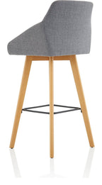 Carmen Grey Fabric Wooden Leg High Stool Chair, , another view 4