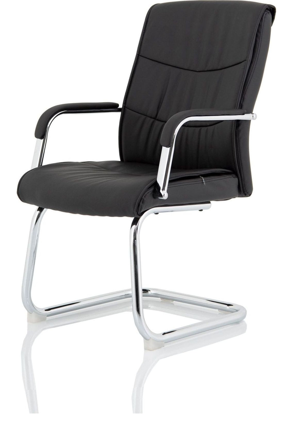 Carter Medium Back Black Leather Cantilever Visitor Chair, , another view 2