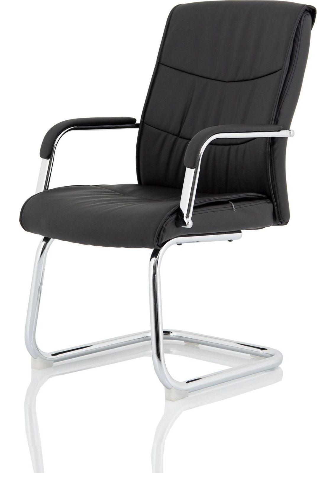Carter Medium Back Black Leather Cantilever Visitor Chair, , another view 2