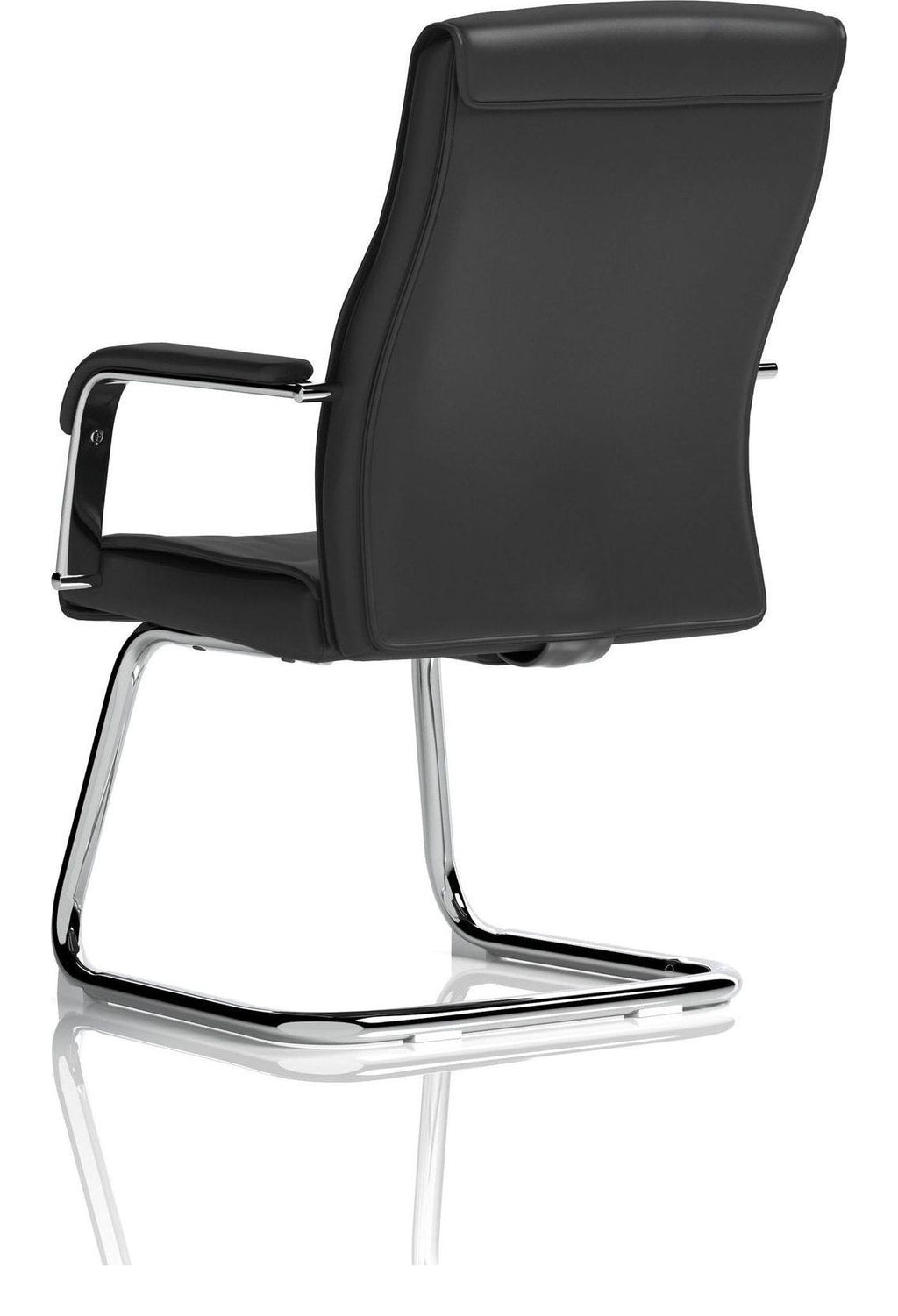 Carter Medium Back Black Leather Cantilever Visitor Chair, , another view 4