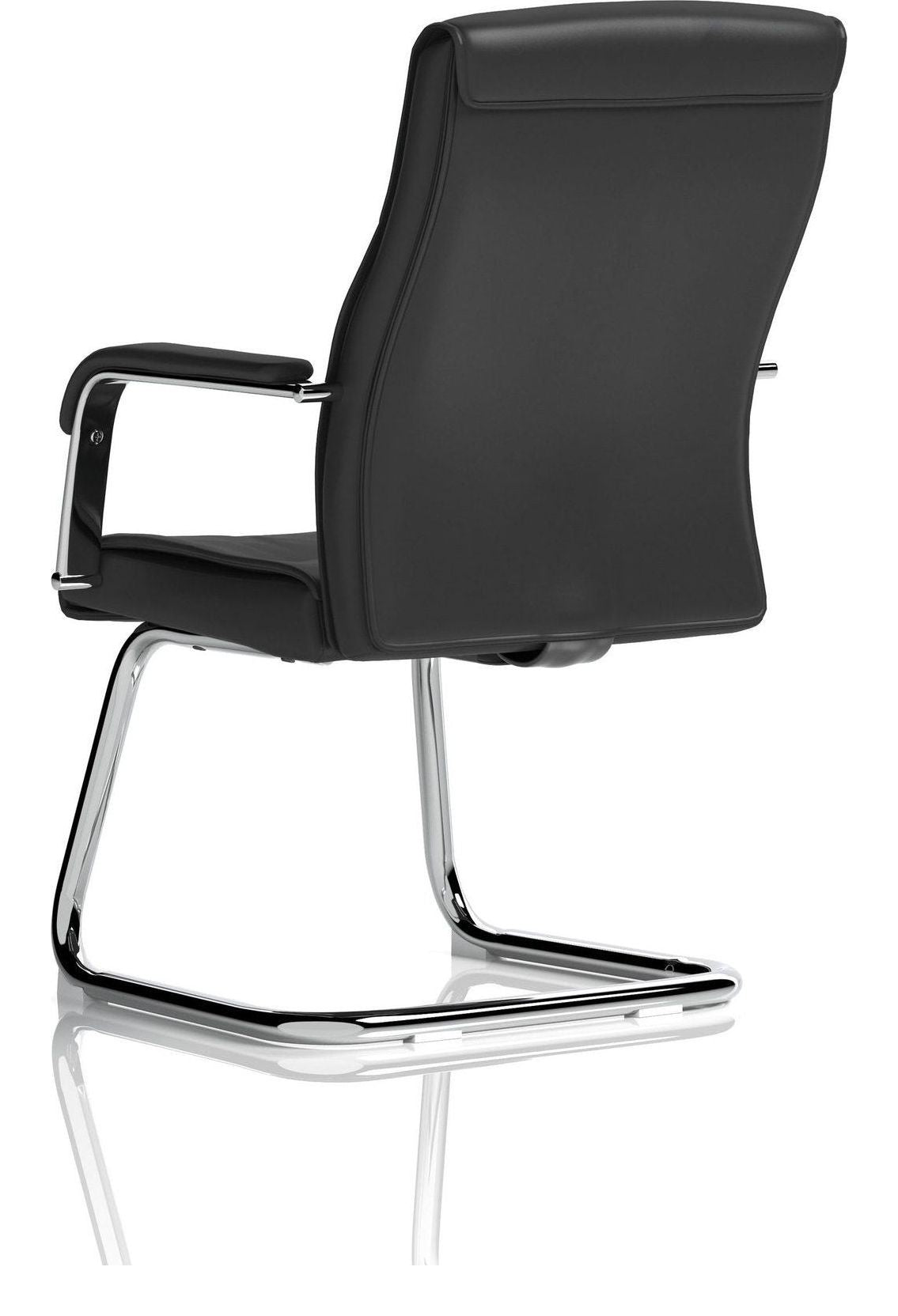 Carter Medium Back Black Leather Cantilever Visitor Chair, , another view 4