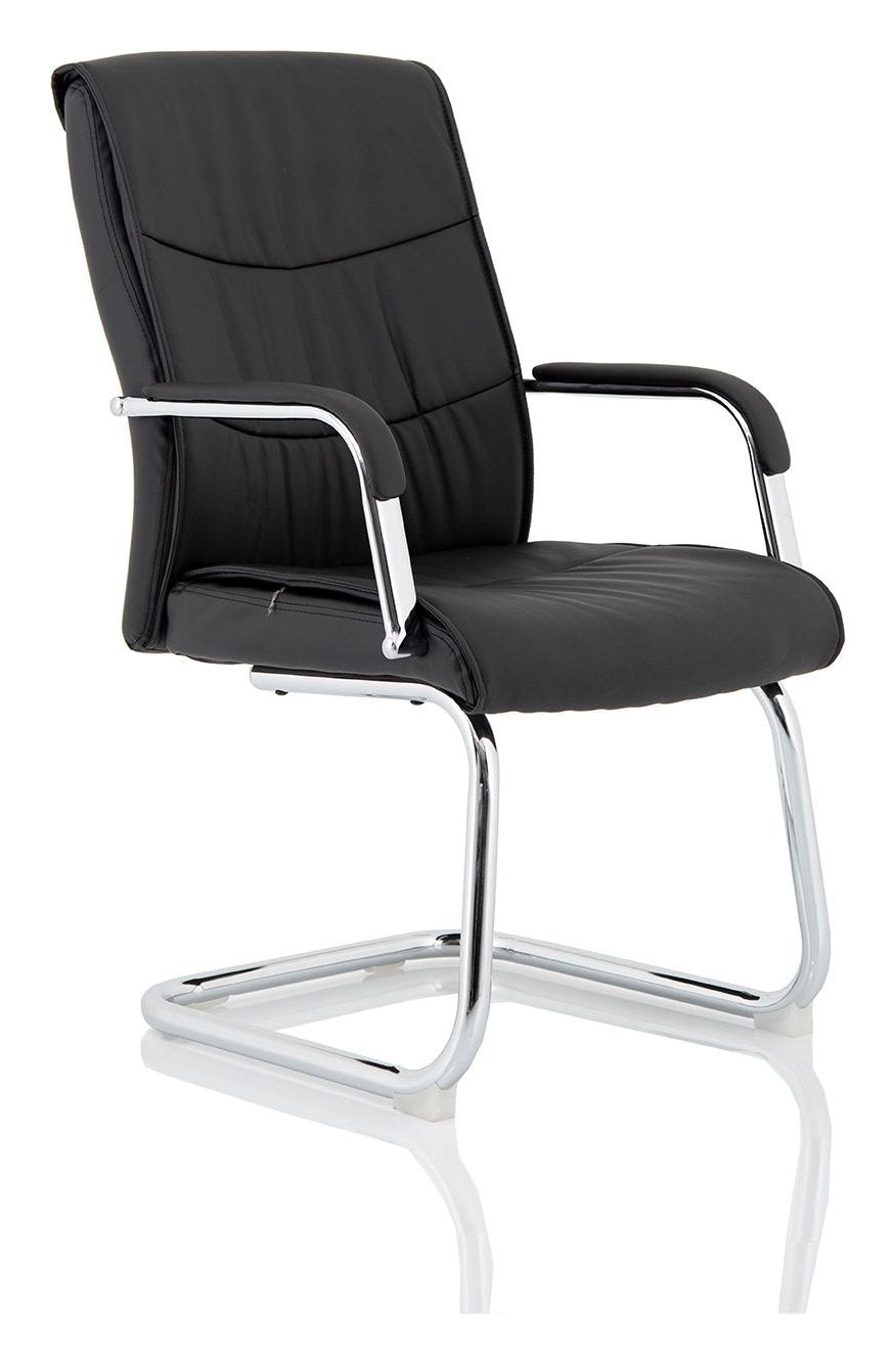 Carter Medium Back Black Leather Cantilever Visitor Chair, 