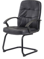 Cavalier Leather Visitor Chair in black from the side