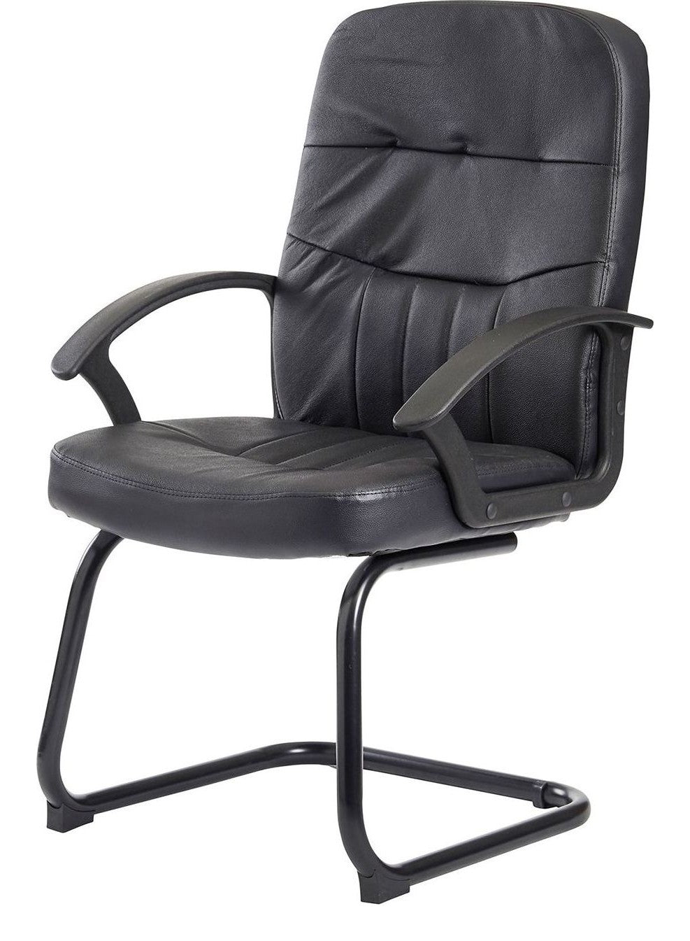Cavalier Leather Visitor Chair in black from the side
