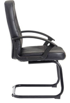 Cavalier Leather Visitor Chair in black from the side