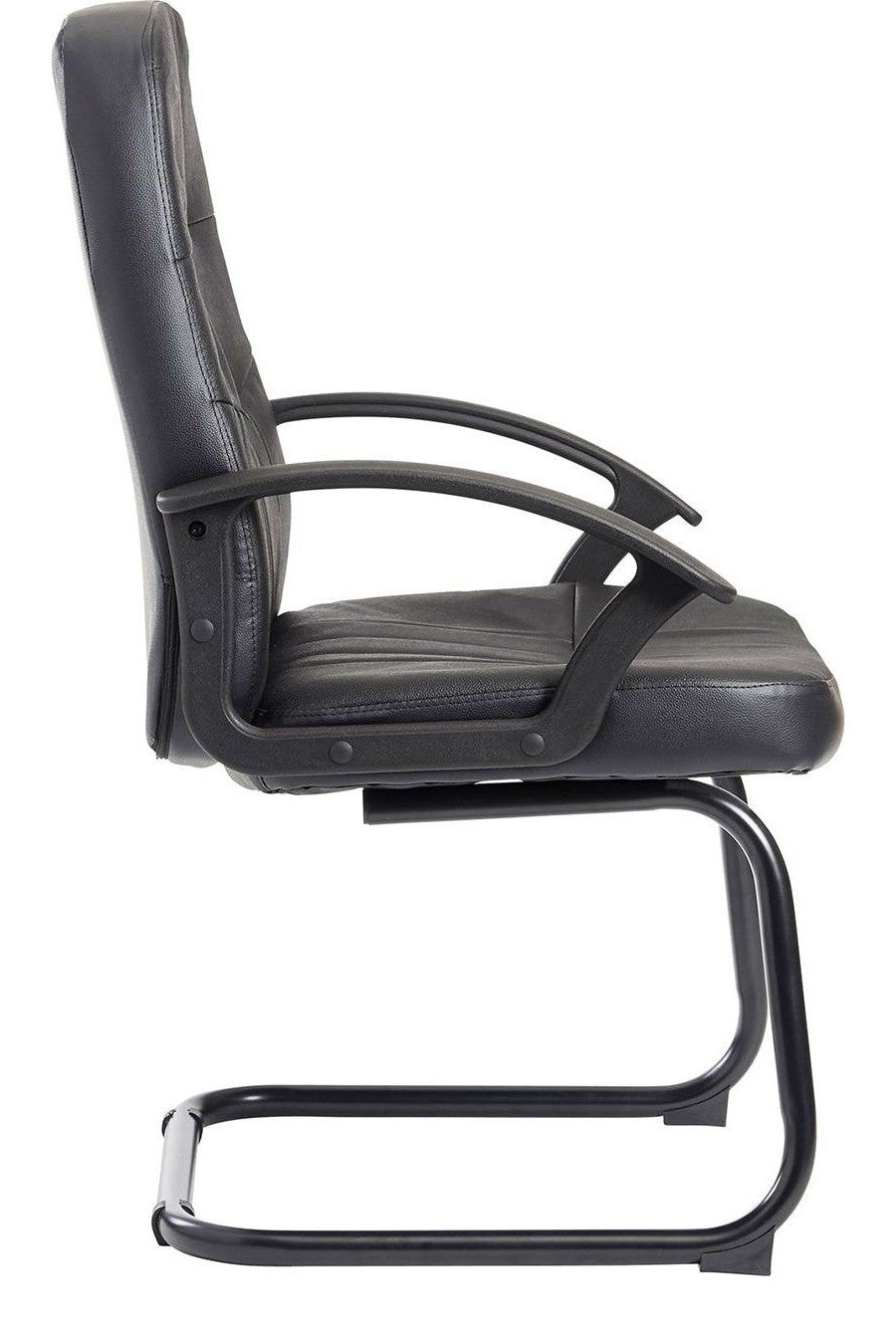 Cavalier Leather Visitor Chair in black from the side