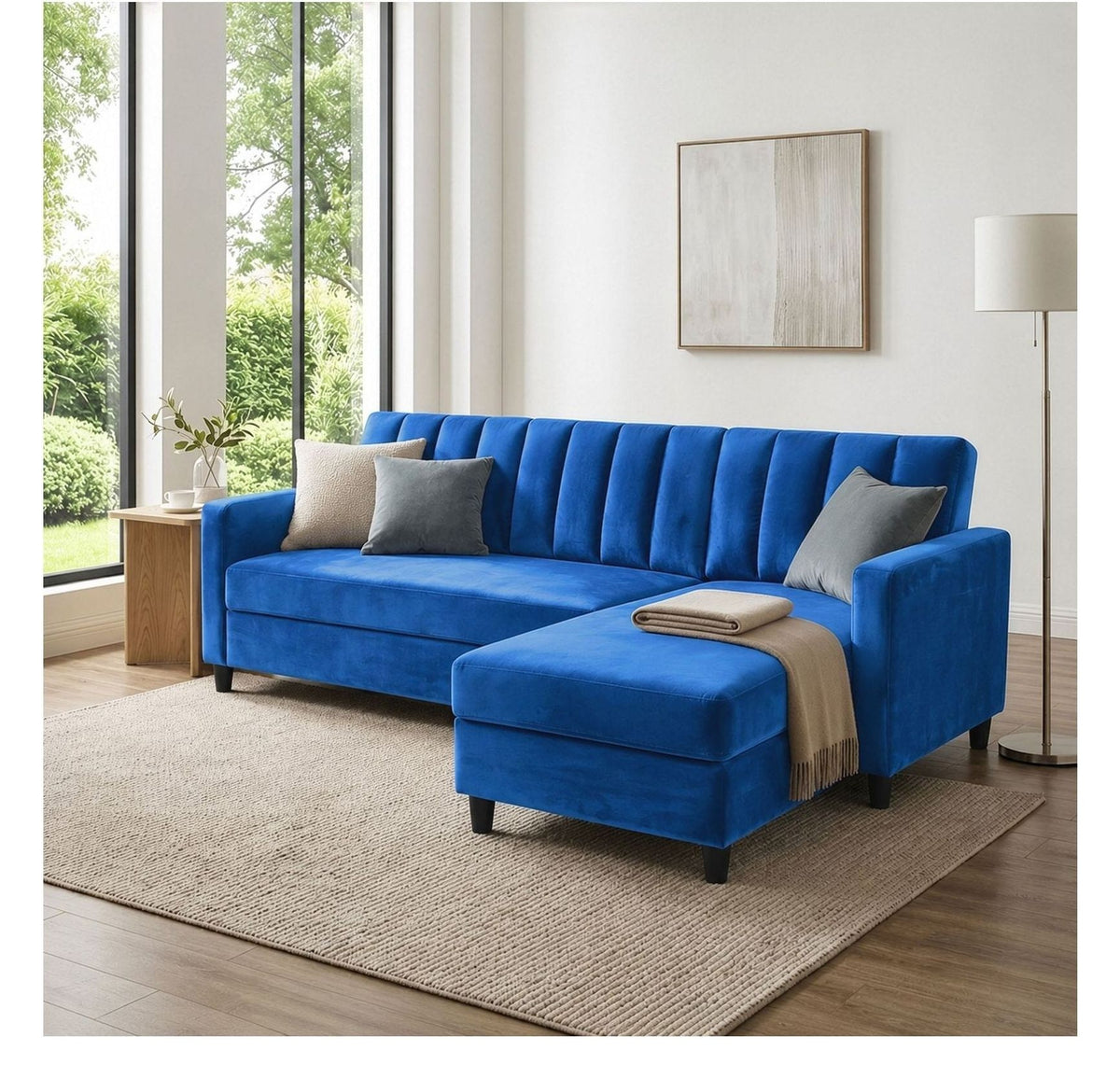 Celine L-Shaped Storage Sofa Bed, Velvet, view 3