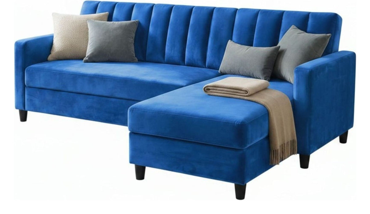 Celine L-Shaped Storage Sofa Bed, Velvet, view 5