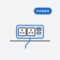 Option: Phase power unit, 2 UK sockets and USB A and C