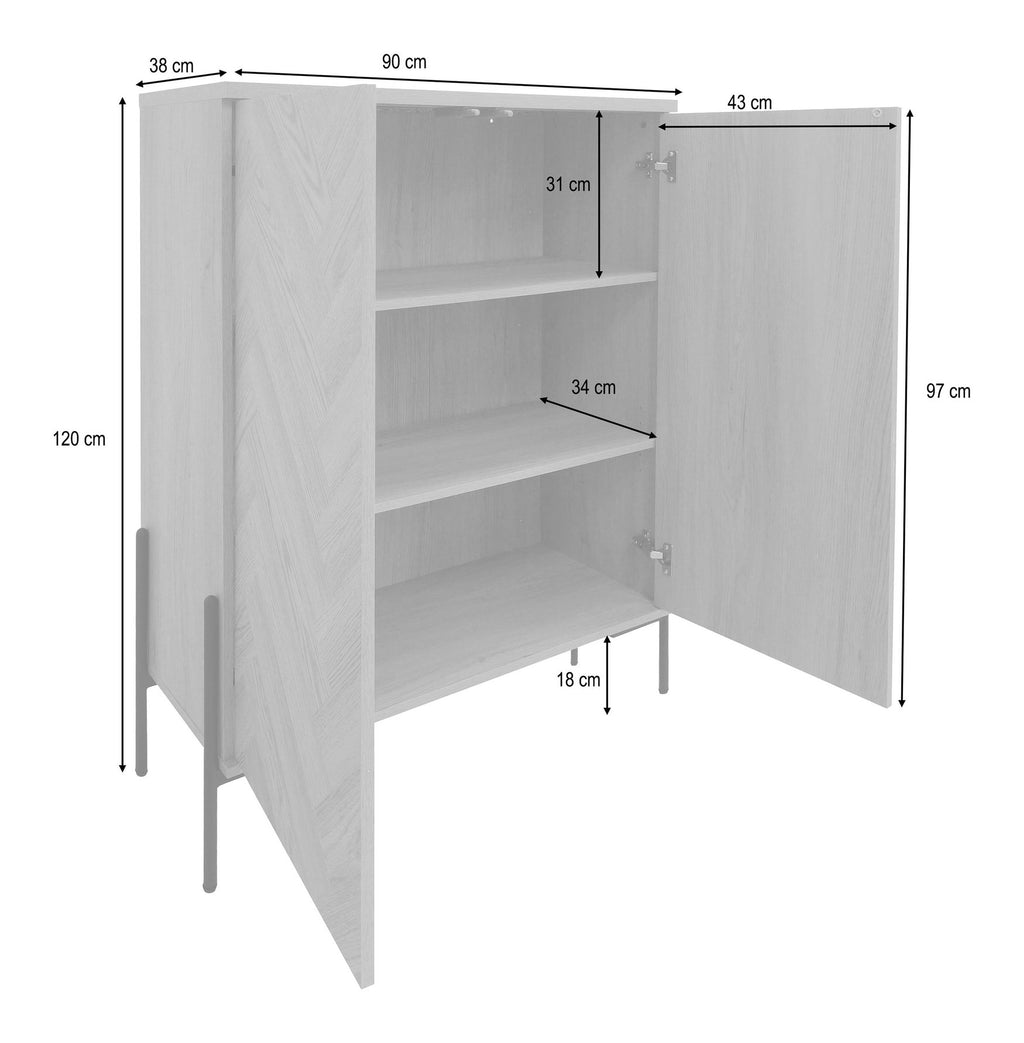Charlene Highboard 2 Door, view 11