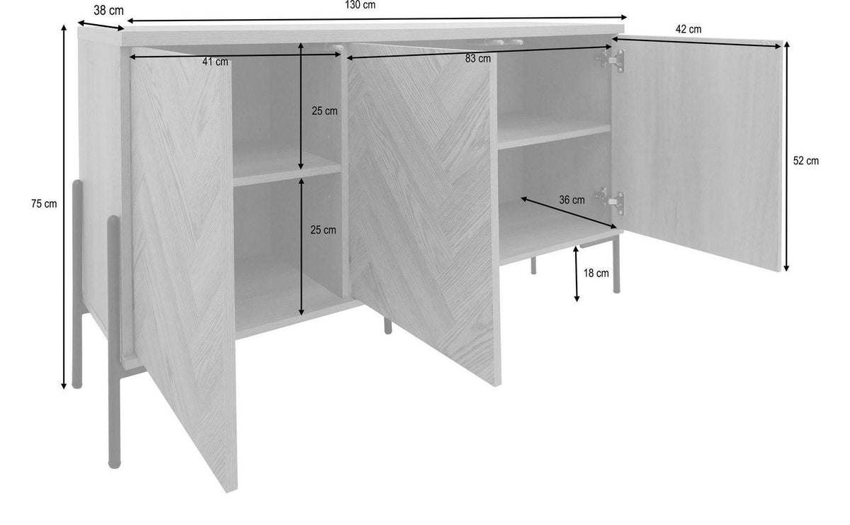 Charlene Sideboard 3 Door, view 11