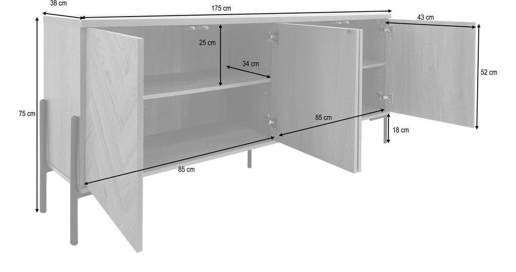 Charlene Sideboard 4 Door, view 11