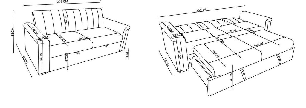 Charlotte 3 Seater Sofa Bed Fabric, view 11