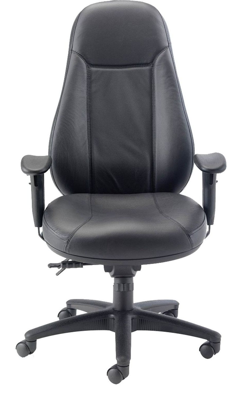 Cheetah Office Chair in black leather from the front