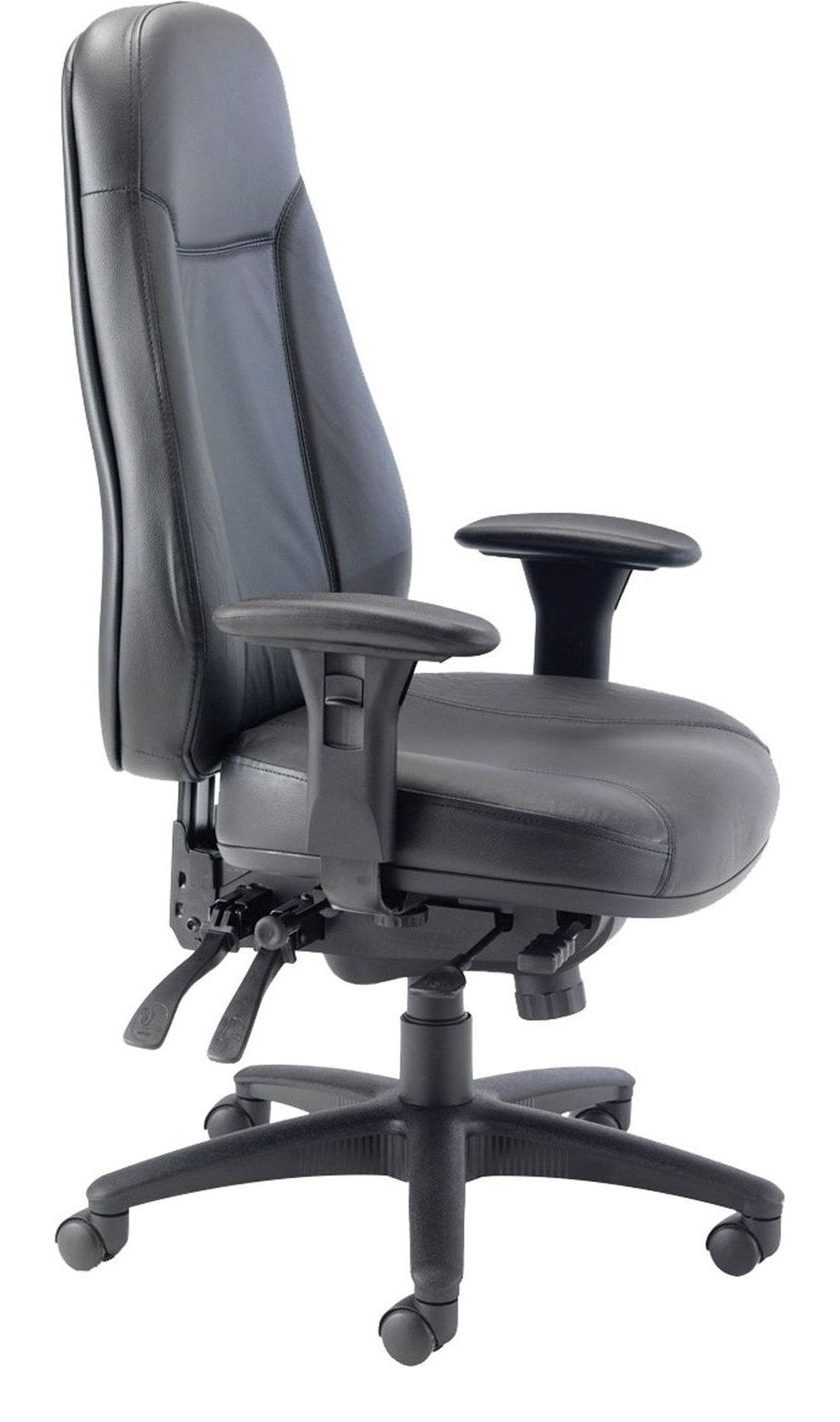 Cheetah Office Chair in black leather from the side