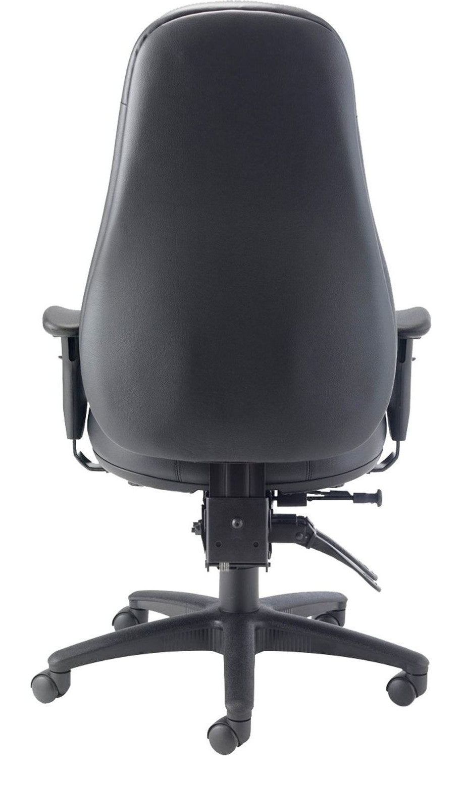 Cheetah Office Chair in black leather from the back
