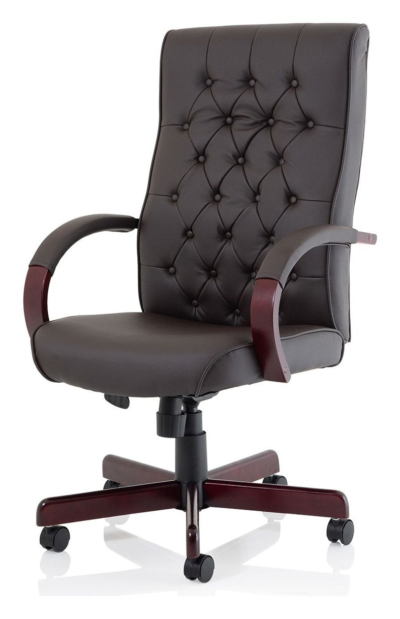 Chesterfield High Back Leather Executive Chair, brown, another view 2