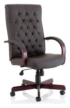 Chesterfield High Back Leather Executive Chair, brown