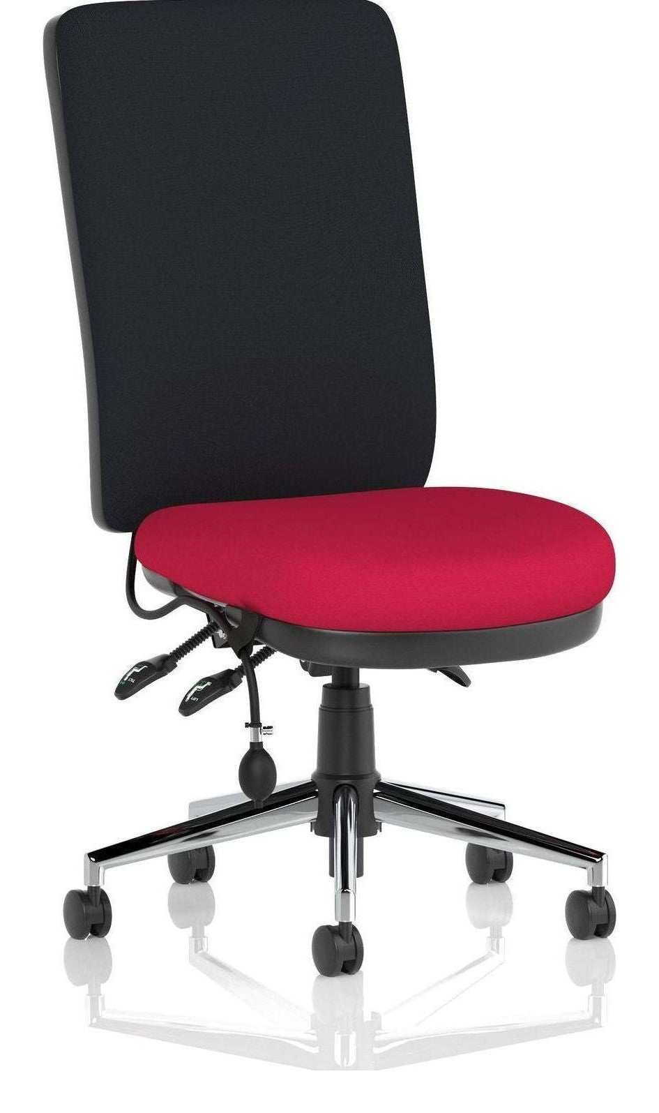 Chiro Bespoke High Back Posture Chair, cherry, black back, no arms