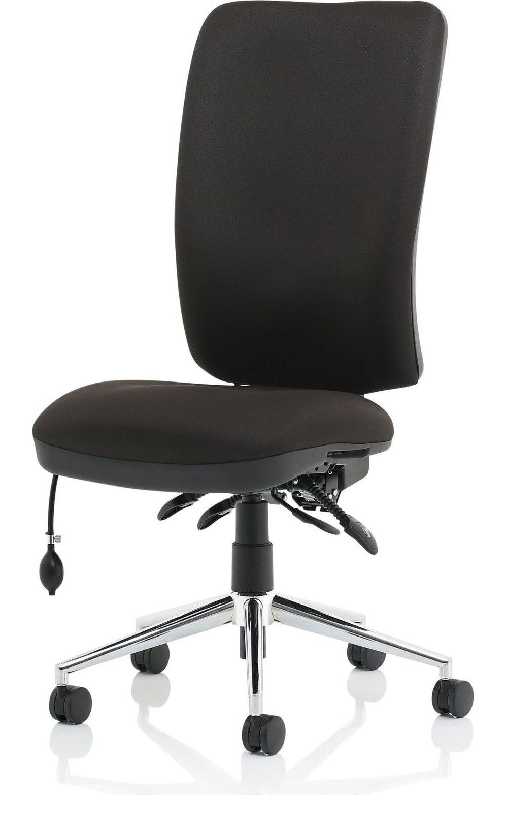 Chiro High Back Posture Chair, black fabric, no arms, another view 2