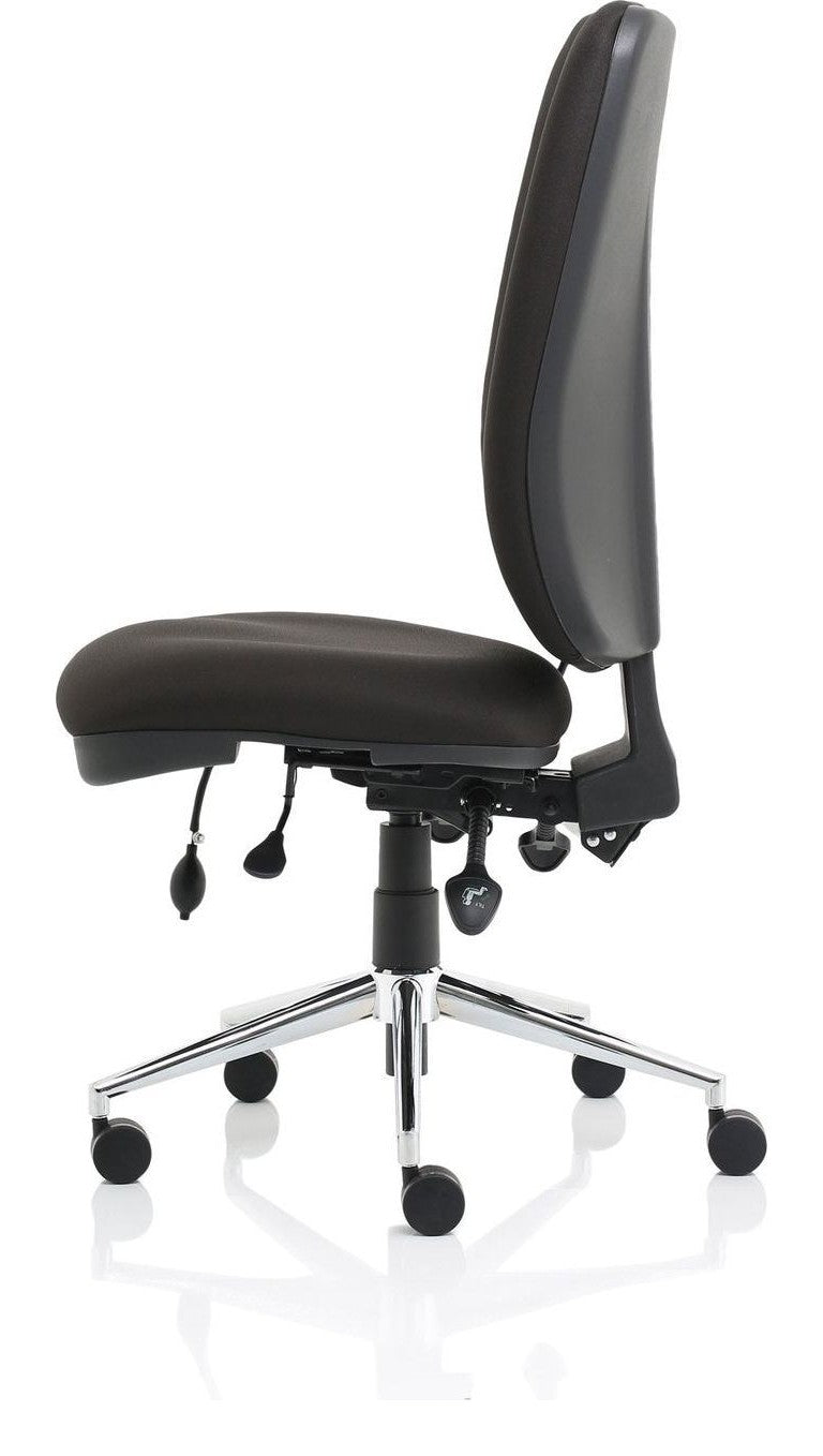 Chiro High Back Posture Chair, black fabric, no arms, another view 3