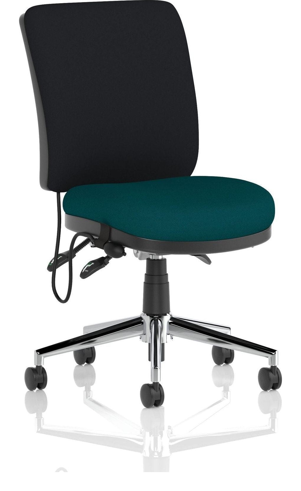 Chiro Bespoke Medium Back Posture Chair, teal, black back, no arms